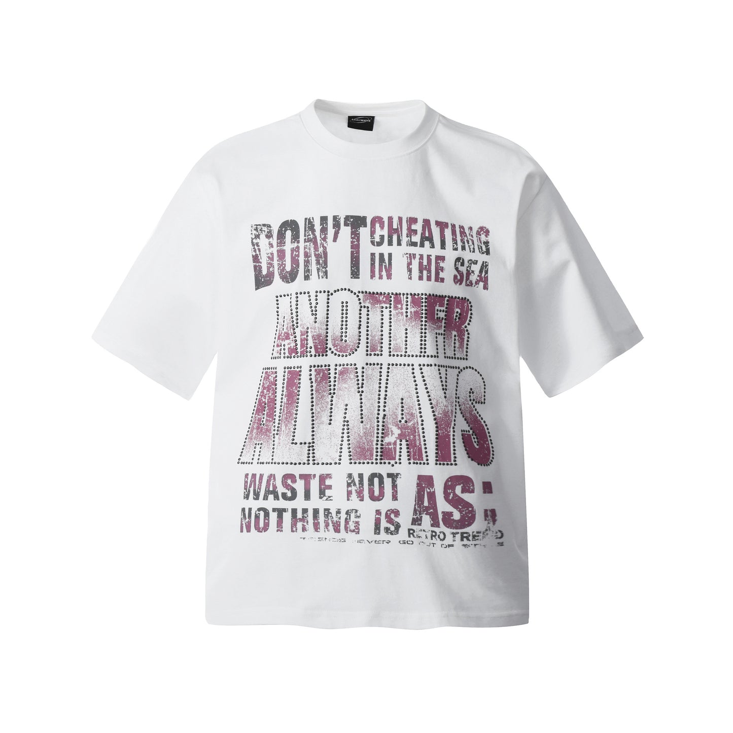 Unisex T-shirts Summer Letter Bead Men's Loose Crew Neck Short Sleeve T-Shirt