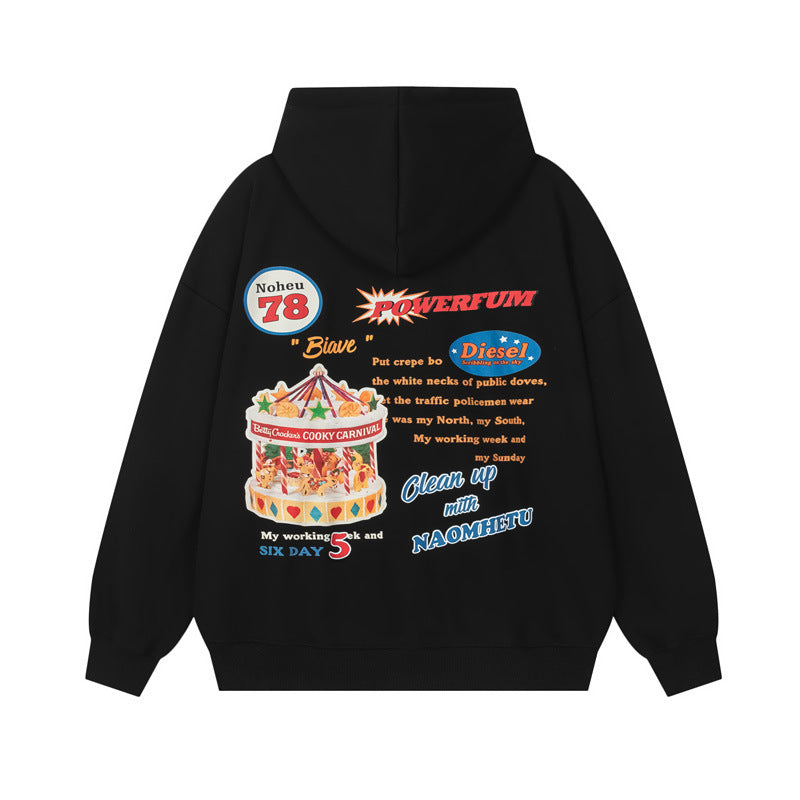 Vice streetwear vintage embroidered cartoon hooded sweater autumn/winter jacket