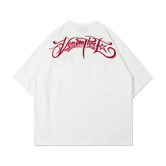 Hustle vintage summer vintage embroidered short-sleeved t-shirt