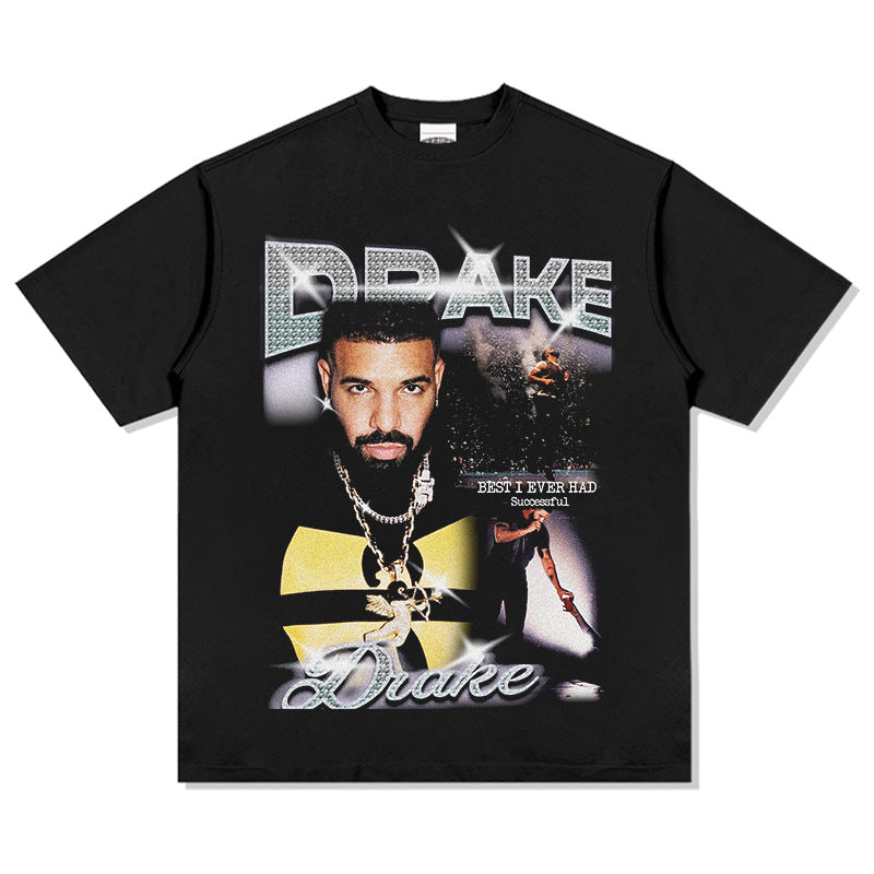 Streetwear masculino Drake print hip hop short sleeve T shirt
