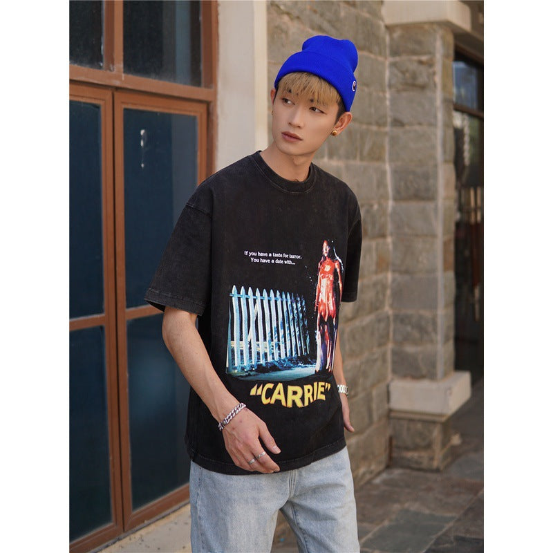 Film Star T Shirt Movie Witch Carrie Cotton Loose Nostalgic Short Sleeve American T-shirt Men and Women
