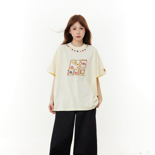 Hip Hop Clothes New York Embroidered T-Shirt Summer Short Sleeve Top