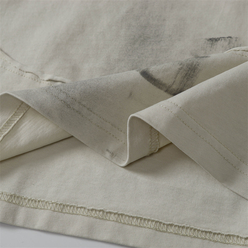 Camisas Retros Wash do old mottled oversized short sleeves