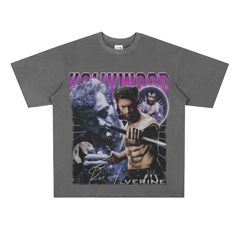 Film Star T Shirt Movie the Wolverine Cotton Short Sleeve Loose Retro T-shirt Men