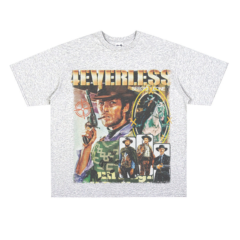 Film Star T Shirt Cotton Short Sleeve Loose Retro Design T-shirt