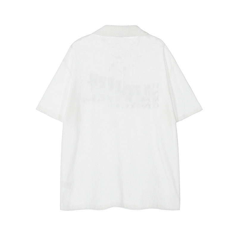 US drip outfits Summer Vintage Lapel English Alphabet Casual Wide Short Sleeve T-Shirts