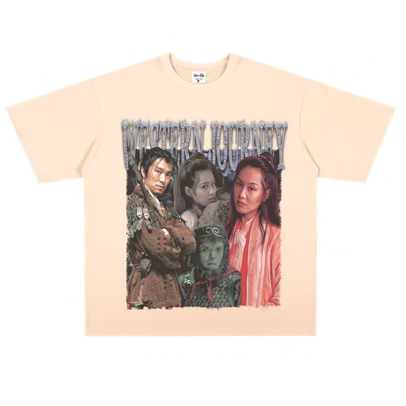 Film Star T Shirt Movie Westward Journey Stephen Chow Trendy Pure Cotton Short Sleeve Loose T-shirt