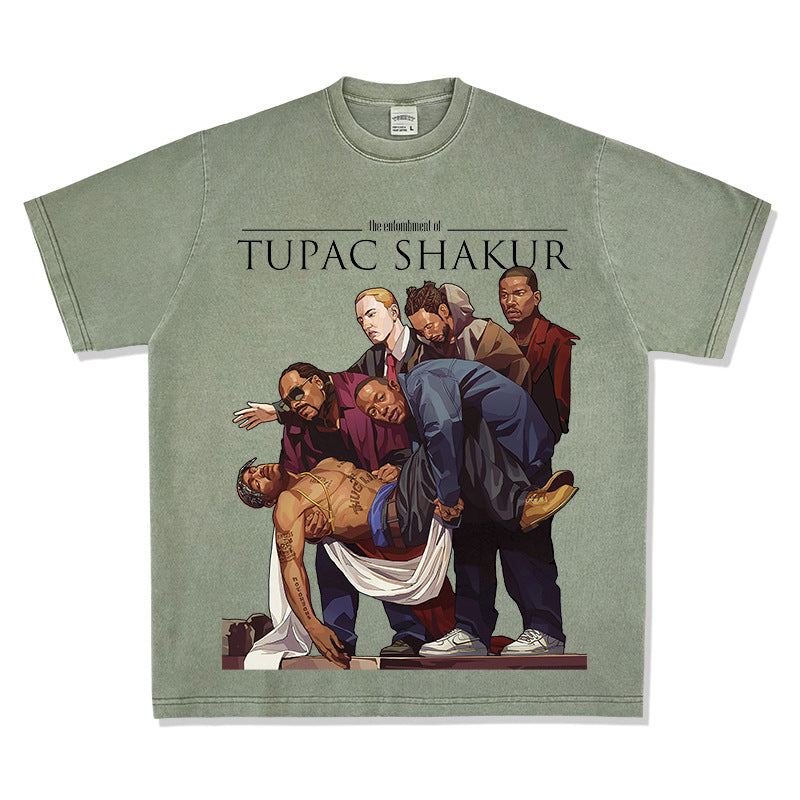 New york hip hop shop Homage TUPAC SHAKER 2PAC old printed short sleeve t-shirt