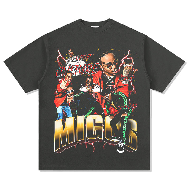 New york hip hop shop hip hop migos print vintage hiphop short sleeve t-shirt
