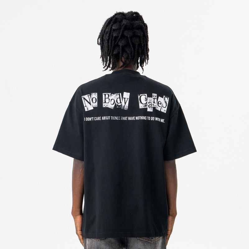 Vintage College Shirts Summer Vintage Destruction Print Crew Neck Short Sleeve T-Shirt