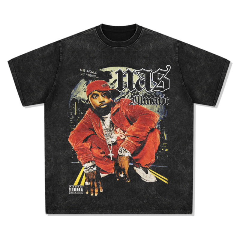 Cool t rapper vintage nas print long sleeve short sleeve t-shirt VINTAGE