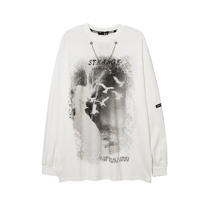 Vintage T Shirts Hip Hop Long Sleeve T-Shirt Loose Hip Hop Couple Top
