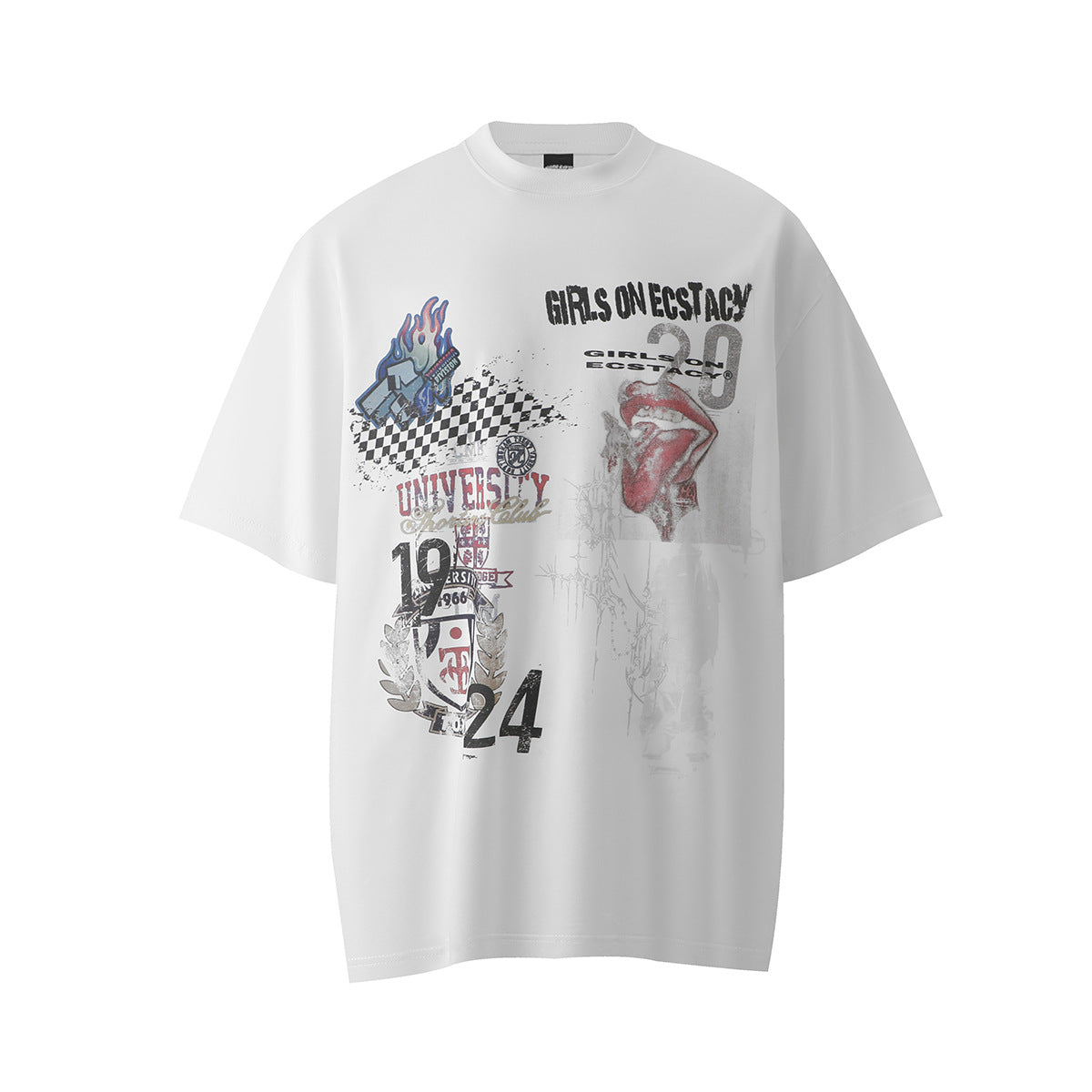Hip hop shirt vintage t-shirt short sleeve loose character print