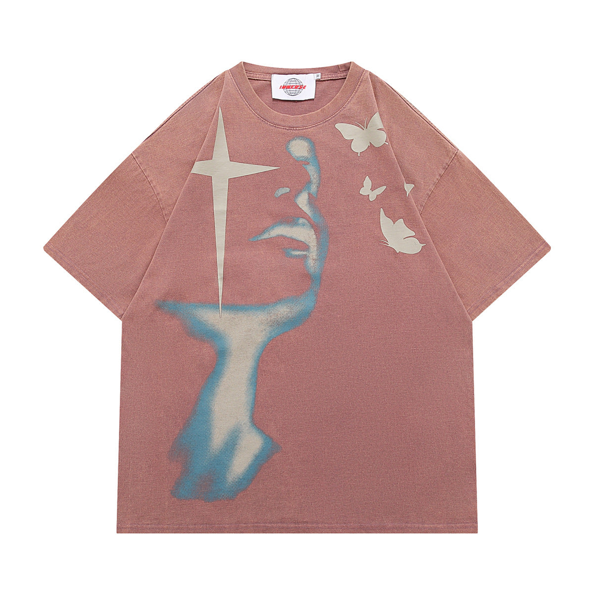 Hip hop shirt short sleeve character wash water old t-shirt