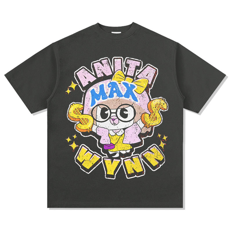 Outfit streetwear vintage hip hop Drake AnitaMaxWin print short sleeve t-shirt