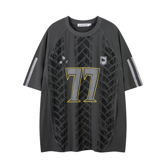 Hip hop shirt summer short sleeve loose hiphop racing suit t-shirt