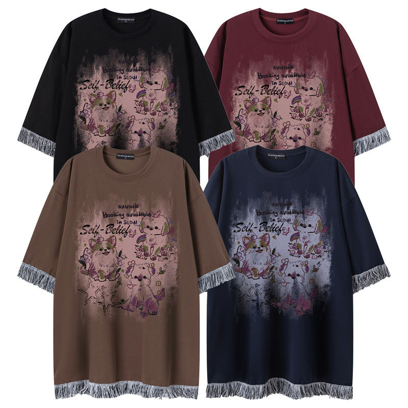 Camisetas streetwear Summer Vintage Puppy Casual Loose Short Sleeve T-Shirt