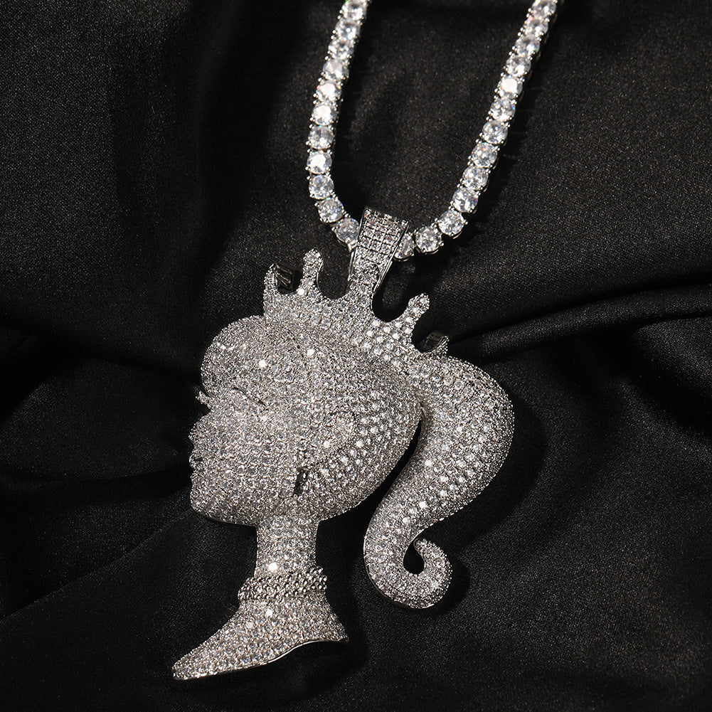 Jewelry ins Crown Barbie Pendant Necklace Copper with Zircon Angel Pieces Royalty Spectrum St. Valentine's