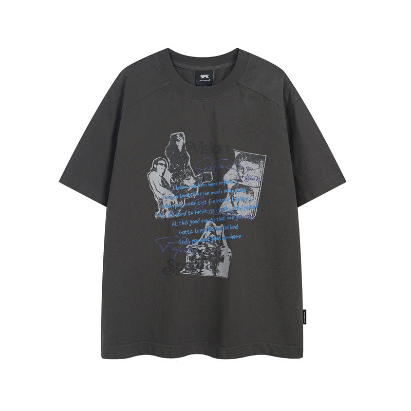 Casual Street Wear Summer Vintage Loose Short Sleeve T-Shirt