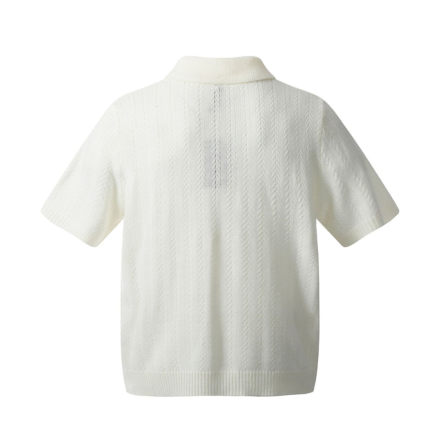 Hustle vintage summer vintage cutout knitted sweater short sleeve polo neck sweater