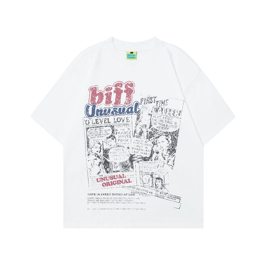 90s West Coast Hip Hop Fashion T Shirts Vintage Loose Crew Neck Short Sleeve T-Shirt