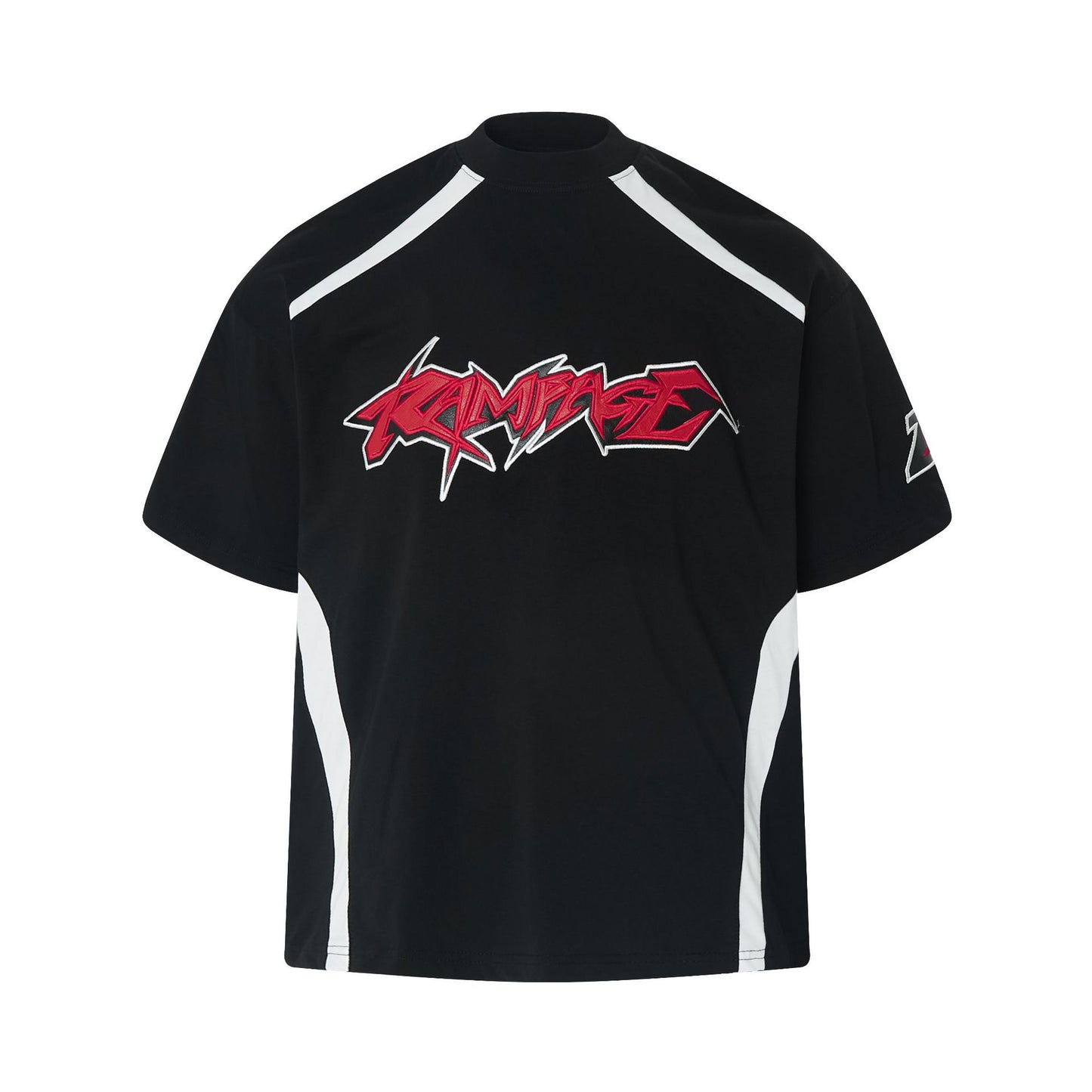 Racing oversized t shirt summer retro locomotive embroidered short sleeve t-shirt