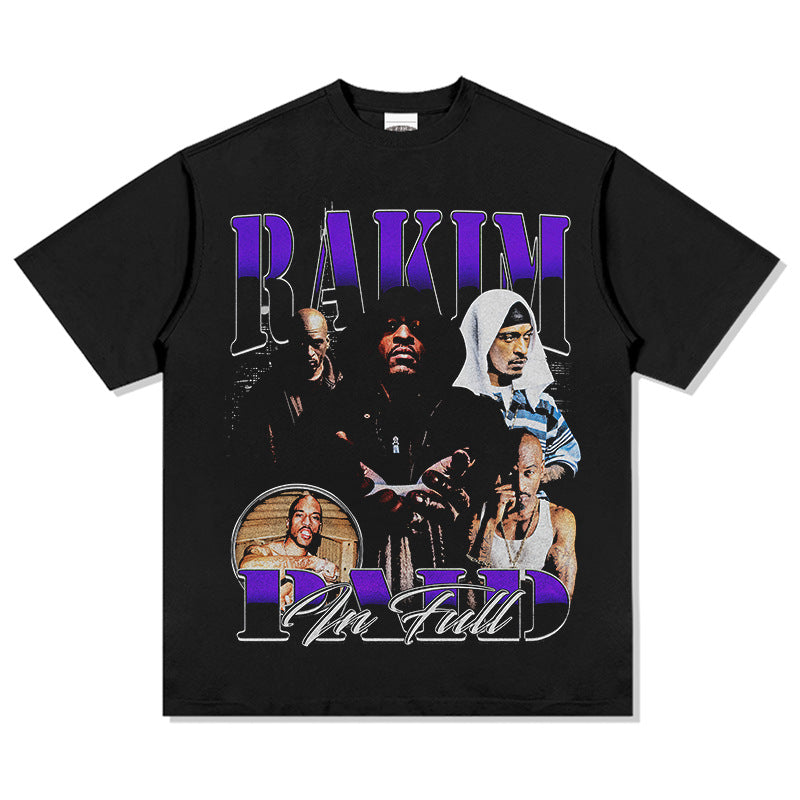 Outfit streetwear Vintage Hip Hop Rakim Rakim Print Short Sleeve T-Shirt