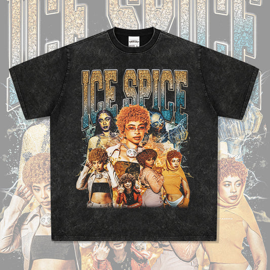Outfit streetwear Vintage Hip Hop Ice Spice Print Short Sleeve T-Shirt