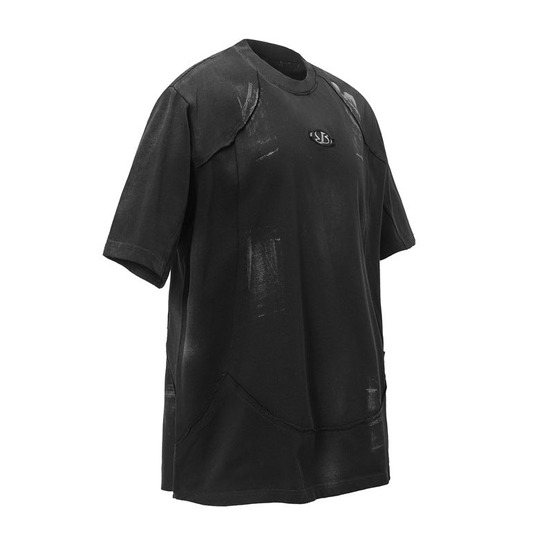 Camisas Retros Wash do old mottled oversized short sleeves