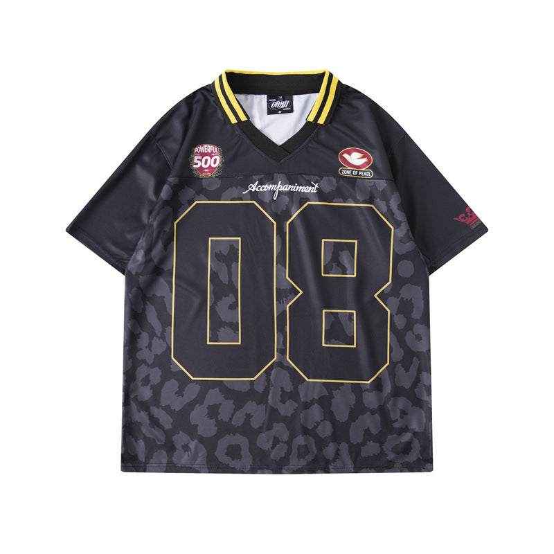 Hip Hop Shirts For Boys Hip Hop Casual V-Neck Short Sleeve Rugby Suit