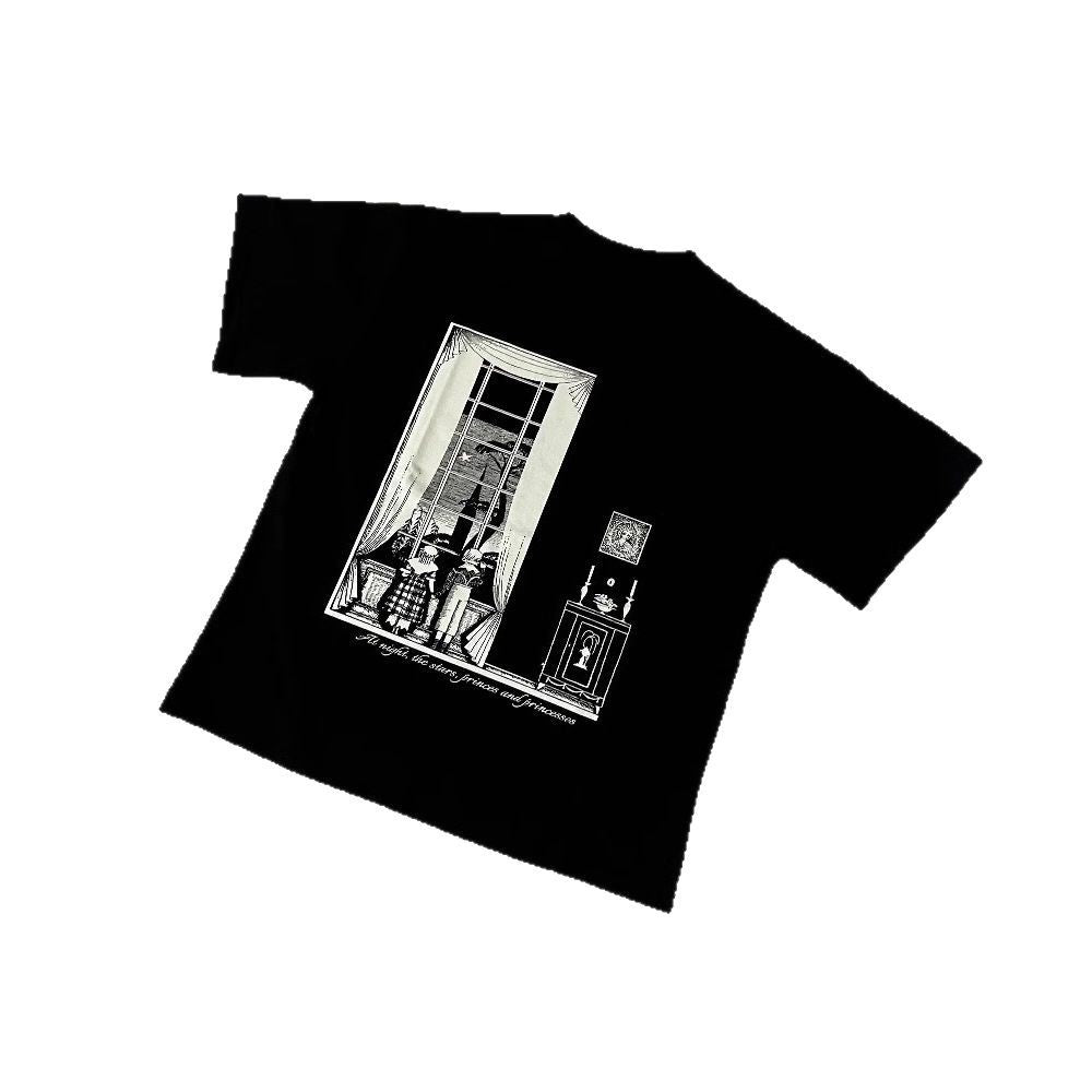 Streetwear Eua t shirt vintage cleanfit loose round neck cotton short sleeve t-shirt