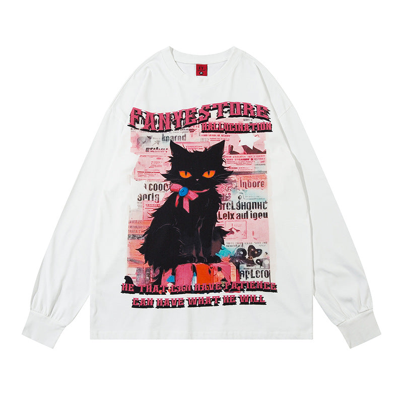 Vintage Usa Shirt Pussy Print Long Sleeve T-Shirt oversize