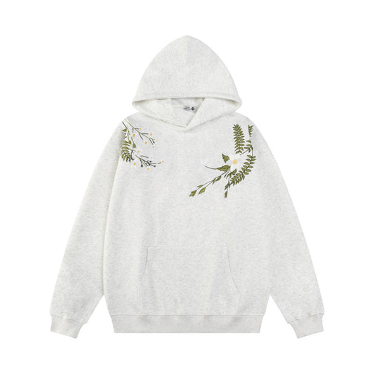 Streetwear Hoodie Floral Ring Embroidered Hooded Sweater