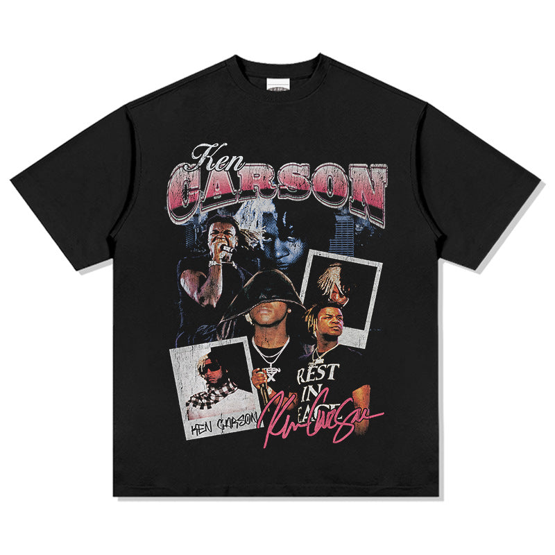 Streetwear Masculino Vintage Hip Hop Ken Carson Print Blockbuster Short Sleeve T-Shirt