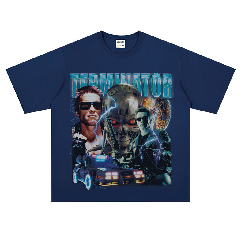 Film Star T Shirt Movie Terminator Poster Print Personalized Cotton Short Sleeve Loose round Neck T-shirt