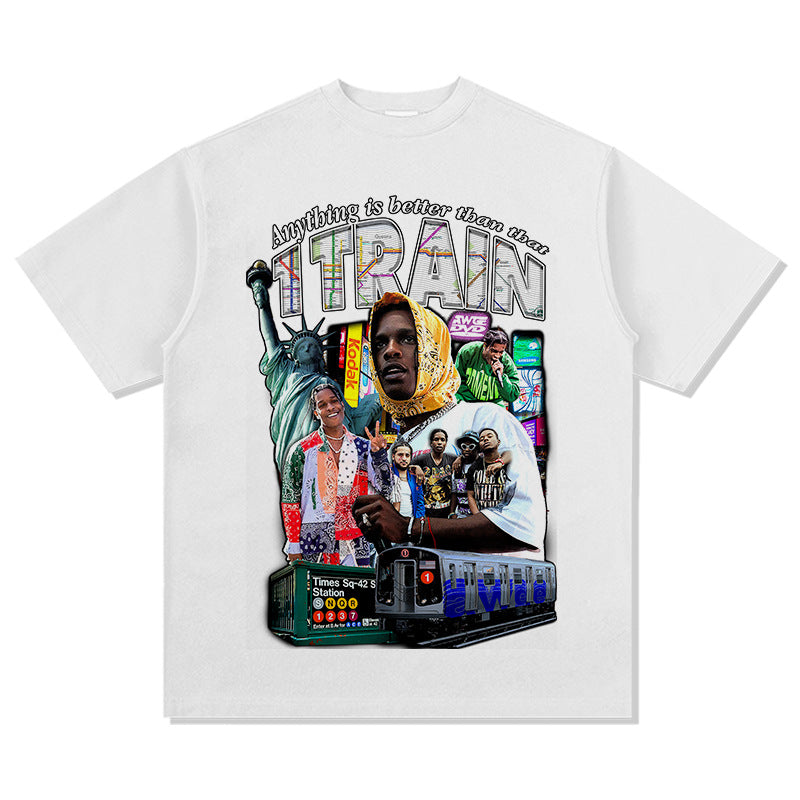 Cool t rapper ASAP ROCKY hip hop rap print short sleeve t-shirt