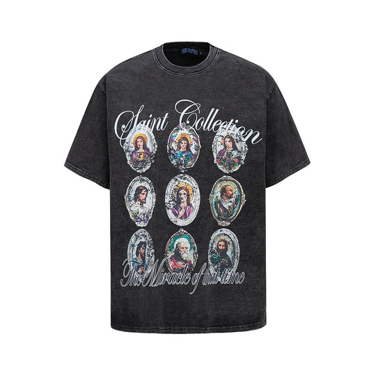 Retro Style Shirt For Men Summer Vintage Wash Short Sleeve T-Shirt
