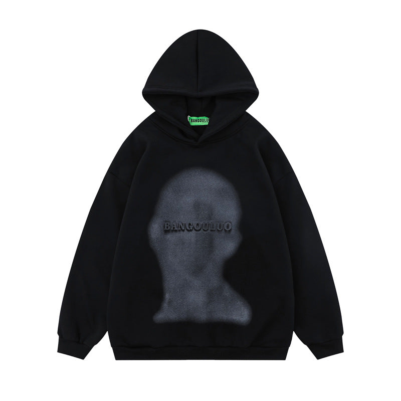 Streetwear Hoodie Vintage Abstract Character Print Hooded Sweater