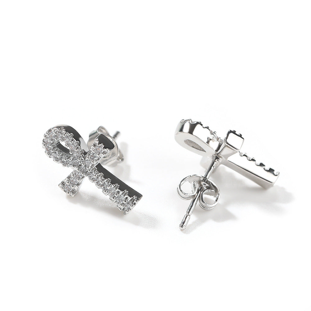 Earrings Ankh Cross Zircon Earrings Ankh