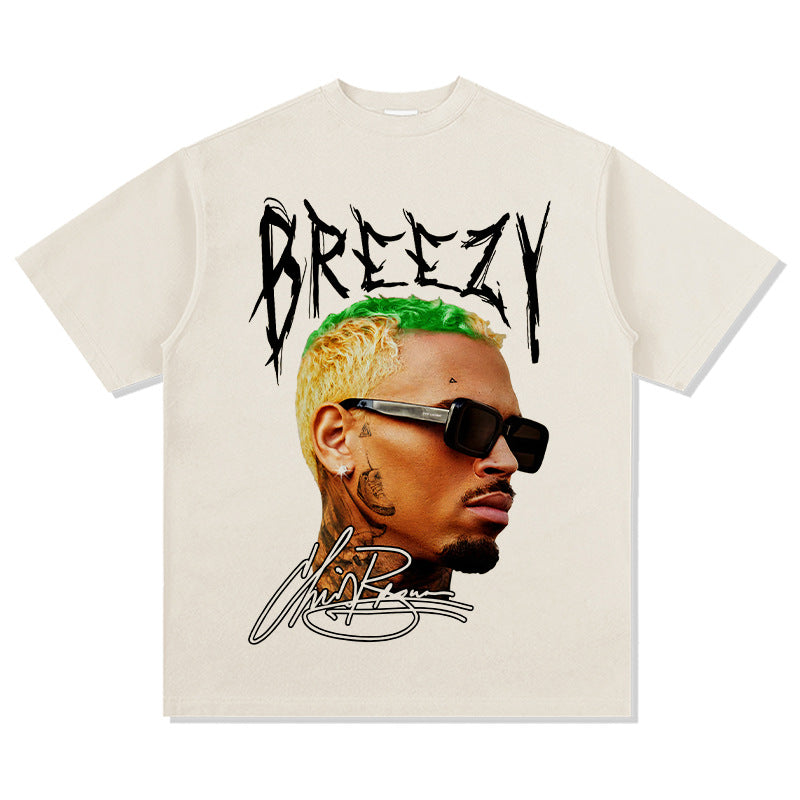 New york hip hop shop vintage brown, print short sleeve t-shirt