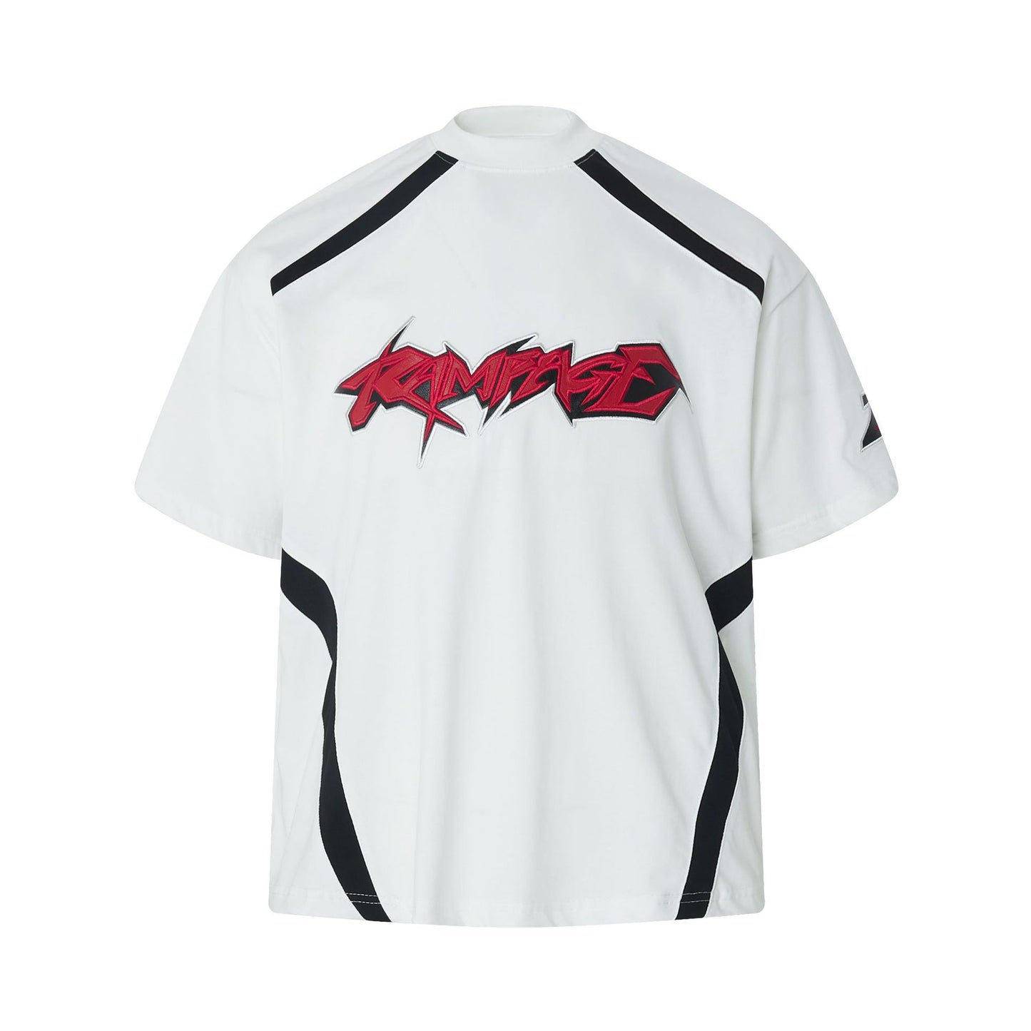 Racing oversized t shirt summer retro locomotive embroidered short sleeve t-shirt