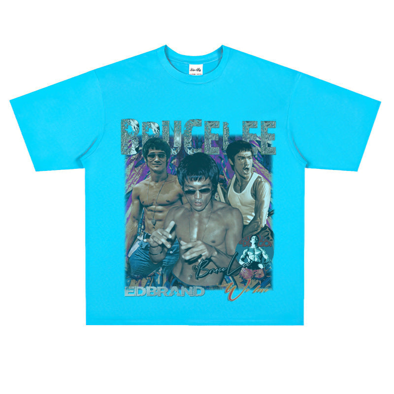 Film Star T Shirt Movie Bruce Lee Cotton Short Sleeve Loose round Neck American T-shirt Men and Women