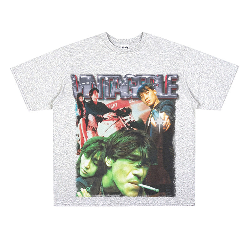 Film Star T Shirt Movie Fallen Angel Short Sleeve Loose Retro American Street T-shirt Men and Women