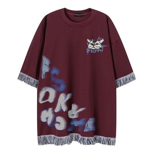 Camisetas streetwear Summer Vintage Pussy Letter Print Casual Loose Short Sleeve T-Shirt