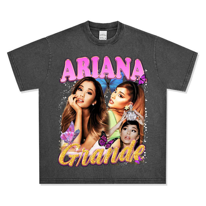 Streetwear masculino Ariana Grande print T-shirt