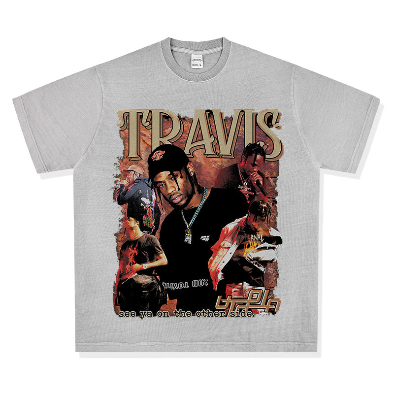 Cool t rapper vintage hip hop Travis print long sleeve short sleeve t-shirt Vintage