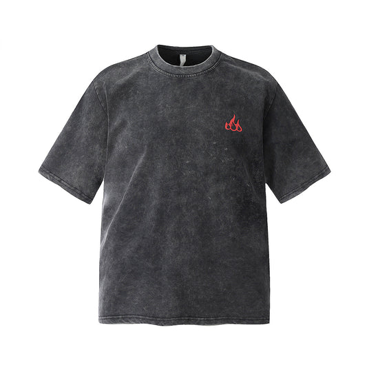 T shirt vintage usa summer retro washed old flame t-shirt short sleeve