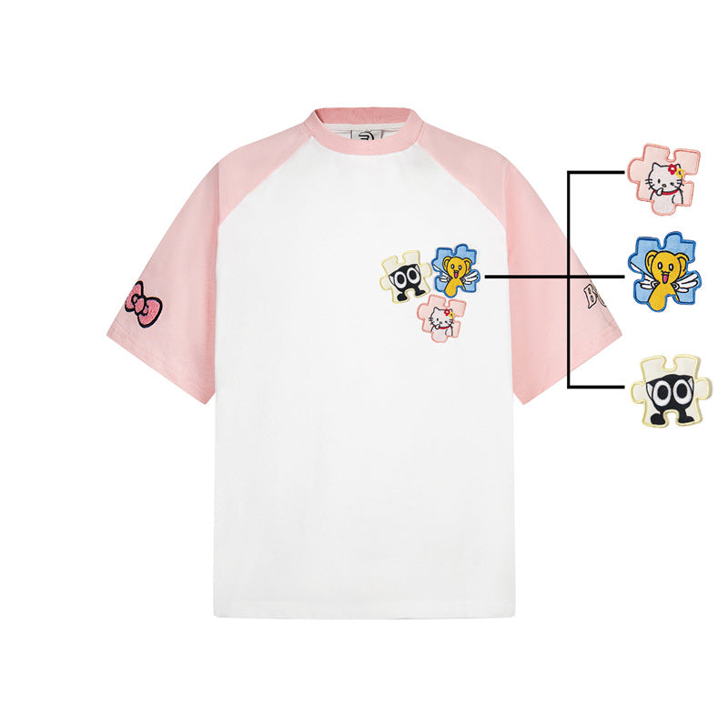 Casual Street Wear Embroidered Short Sleeves