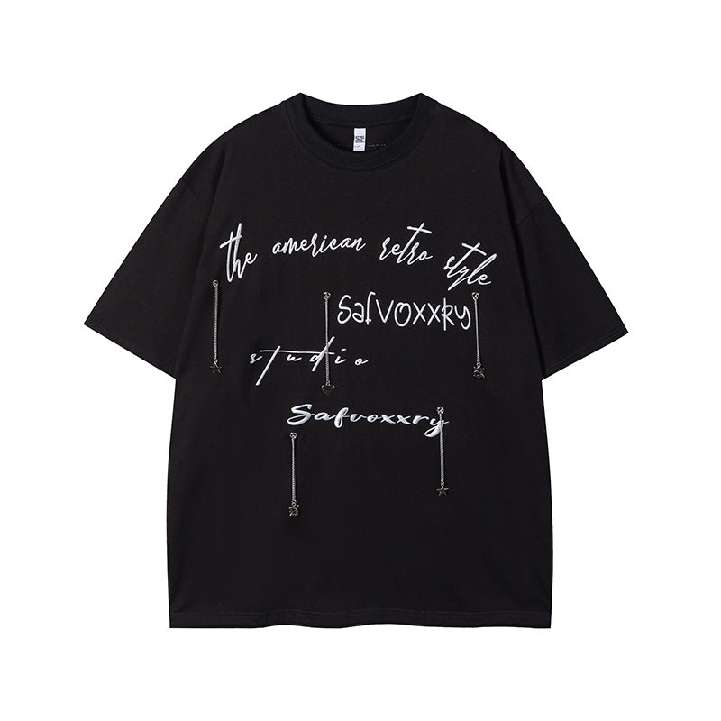 Vintage Tišö Rt Love Pendant Short Sleeve T-Shirt Summer Loose Top