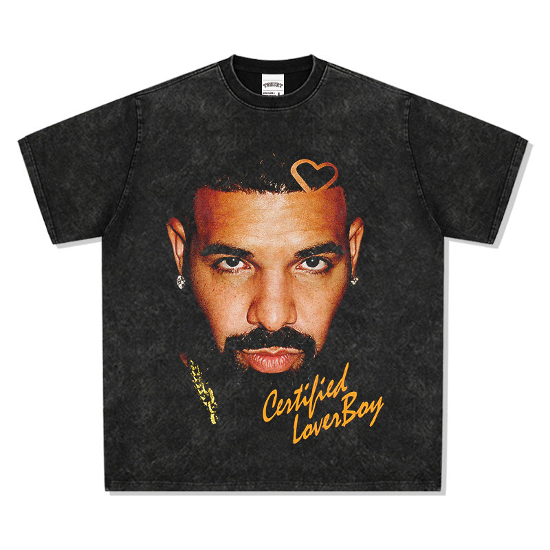 Outfit streetwear vintage drake Drake hip hop print short sleeve t-shirt